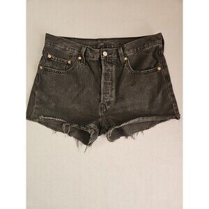 Levi's Women's Cut-Off Shorts with Button Fly and Black Wash Distress Size 31